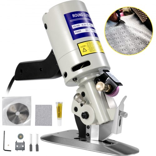 VEVOR Coupeur Rotatoire de Tissu de 90mm, Machine Tissu Cutter, Ciseaux Electriques Découpeuse de Tissu, électrique portable Chiffon 220V 200W, pour le coton