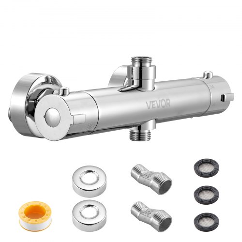 

VEVOR Mitigeur de Douche Thermostatique à Verrouillage Sécurisé 38°C, Vanne Thermostatique avec Température Constante, Robinet de Douche à Eau Chaude et Froide, pour Salle de Bain Caravane, Argent