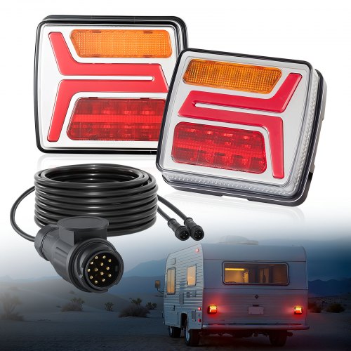 

VEVOR Feux de Remorque Carrés 2PCs, Feux Arrière/Stop/Clignotant/ de Plaque d'Immatriculation, Kit d'Éclairage de Remorque Étanche 12 V Filaire, avec Faisceau de Câbles, pour Bateau, Camion, Bus