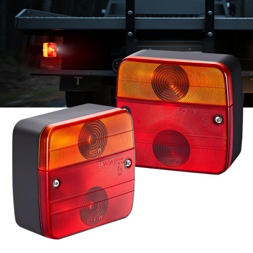 

VEVOR Feux de Remorque Carrés 2PCs 12 V, Feux Arrière/Stop/Clignotant/ de Plaque d'Immatriculation, Kit d'Éclairage de Remorque Étanche avec Faisceau de Câbles, pour Bateau, Camion, Camping-car Bus