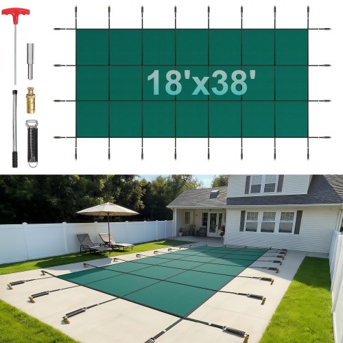 

VEVOR Bâche Piscine Creusée 5,47x11,47 m PP Couverture Protection Piscine Rectangulaire contre Débris Neige Protège Piscine Maille Serrée Boulon Terre Laiton pour Piscines 4,87x11 m Maison Jardin Vert
