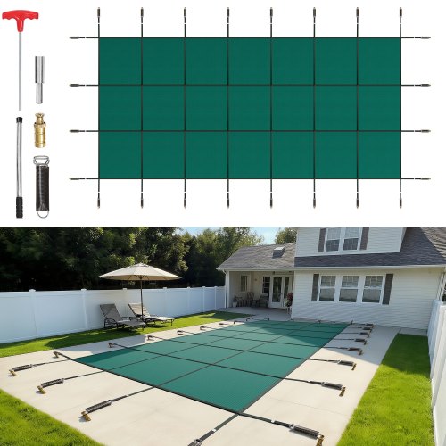 

VEVOR Bâche Piscine Creusée 5,47x11,47 m PP Couverture Protection Piscine Rectangulaire contre Débris Neige Protège Piscine Maille Serrée Boulon Terre Laiton pour Piscines 4,87x11 m Maison Jardin Vert