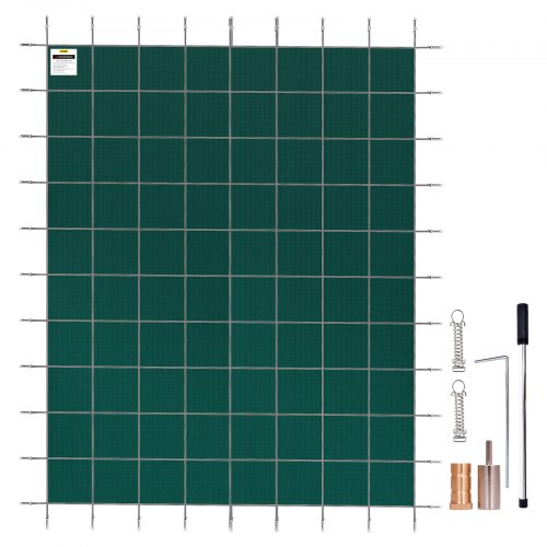 VEVOR Bâche Piscine Creusée 5,47x11,47 m PP Couverture Protection Piscine Rectangulaire contre Débris Neige Protège Piscine Maille Serrée Boulon Terre Laiton pour Piscines 4,87x11 m Maison Jardin Vert