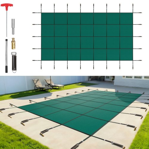 

VEVOR Bâche Piscine Rectangulaire Hivernage 6,1 x 11,6 m, Bâche à Bulle Piscine Verte, Couverture Solaire Piscine Extérieur, Protection de Piscine et des Enfants