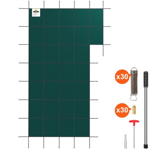 VEVOR Bache PisCône Creusée 6x11,58 m Couverture Rectangulaire Protection Hiver Marche Droite Triple Couture PP Mailles Résistance Perméable à la Pluie Outils Installation pour PisCônes 5,2x11 m Vert