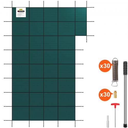VEVOR Bache PisCône Creusée 6,7x12,8 m Couverture Rectangulaire Protection Hiver Marche Droite Triple Couture PP Mailles Résistance Perméable à Pluie Outils Installation pour PisCônes 6,1x12,2 m Vert