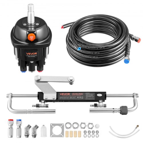 

VEVOR Kit Direction Hydraulique Hors-bord 70kW (90 HP) Système Direction Hydraulique Bateau pour Monomoteur Station Unique, avec Pompe Barre 6,9 MPa, Cylindre de Verrouillage Bidirectionnel, Flexibles 6 m
