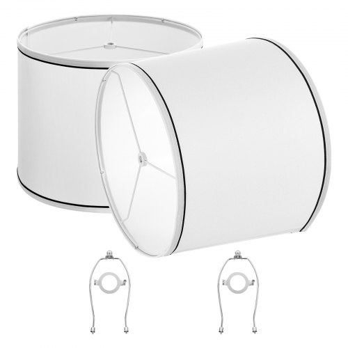 

VEVOR Abat-jour, 2 pcs, 290 x 320 x 245 mm, abat-jour de remplacement moyen avec harpe, housse de rechange pour lampes de table, lampadaires et suspensions, assemblage facile, blanc avec bordure noire
