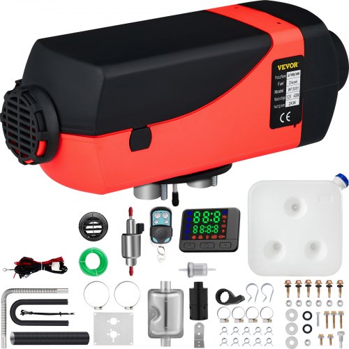 VEVOR Chauffage Diesel 12V 2KW Air Heater en Aluminium avec Kit Complet Contrôle écran LCD pour Voiture Camions RV Bateaux Déshumidification du Navire Silencieux Inclus