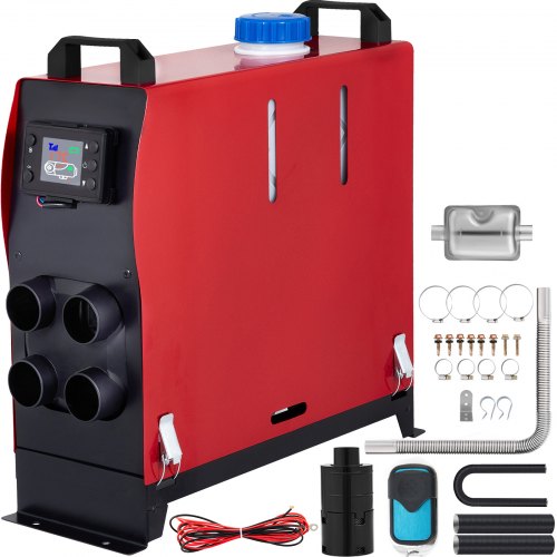 VEVOR Chauffage de Stationnement Diesel, 5kW 12V Réchauffeur d'Air Diesel, Télécommande Réchauffeur de Stationnement, Chauffage Rapide Chauffage de Voiture, LCD 4 Sorties d'Air Accessoires Complets