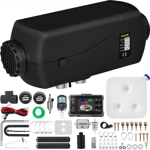 VEVOR Chauffage Diesel 12v 5kw Consommation: 0,11-0,51 (L/h), Thermostat LCD & Télécommande, Silencieux & Accessoires Complets, pour Camions RV Bateaux Chambres