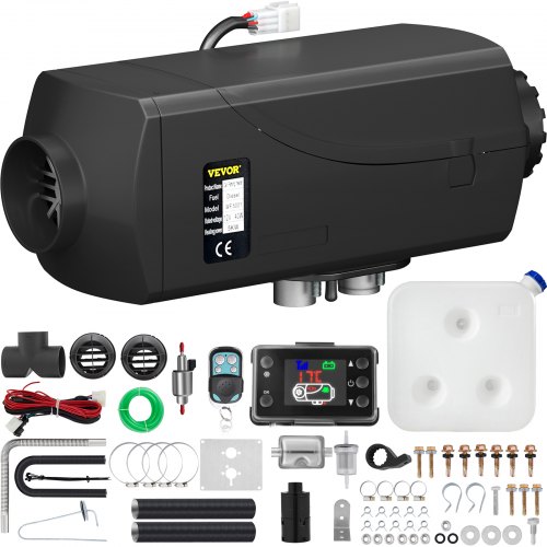 VEVOR Chauffage Diesel 12v 5kw Consommation: 0,11-0,51 (L/h), Thermostat LCD & Télécommande, Silencieux & Accessoires Complets, pour Camions RV Bateaux Chambres
