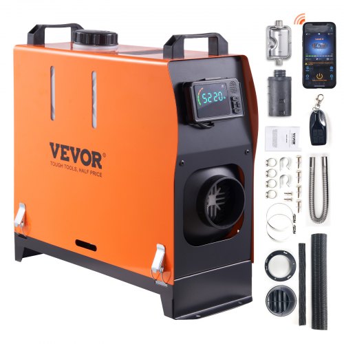 

VEVOR Chauffage Diesel Tout-en-Un Portable 12 V 8 kW 0,16-0,62 L/h Réchauffeur d'Air Diesel 8-36 ℃ Réglable 20-25 m² Contrôle Intelligente LCD Bluetooth Télécommande Réservoir 5 L pour Bateau RV Auto