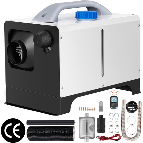 VEVOR Chauffage Diesel 8KW 12V Tout en Un Blanc, Consommation: 0,1-0,24 L, Interrupteur Rotatif Sans Ecran, Télécommande et Silencieux Inclus Pour Camions Navires Chambres