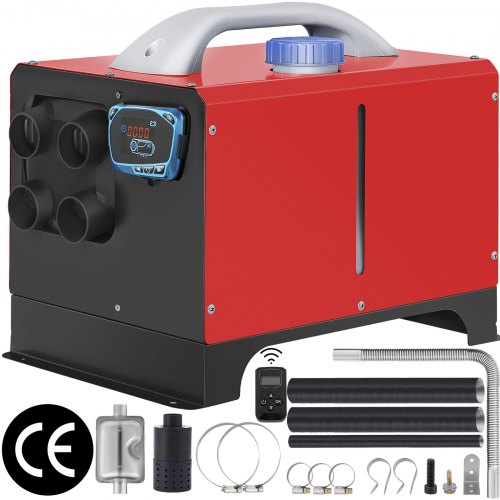 VEVOR Chauffage Diesel 5KW 12V Tout en Un, Quatre Sorties d'Air, Interrupteur LCD Amélioré, Consommation: 0,64 L/H Télécommande et Silencieux Inclus Pour Camions Navires Chambres