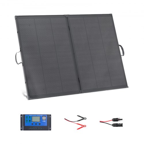 

VEVOR Panneau Solaire Portable 200 W Chargeur Solaire Pliable Monocristallin à Cadre pour Camping, Randonnée, Voyage Camping-car, Rendement 23 %, Étanche IP67, avec Contrôleur PWM 30 A, Sortie MC4