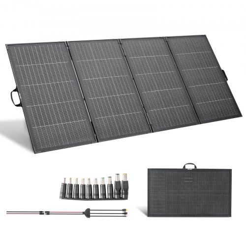 

VEVOR Panneau Solaire Portable 400 W Chargeur Solaire Pliable Monocristallin à Cadre pour Stations Alimentation, Camping, Randonnées, Type N 16BB, Rendement 24 %, IP67, avec Sortie MC4, Adaptateur CC