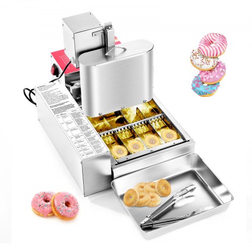 

VEVOR Machine à Donuts Automatique, Friteuse à Donuts Rendement Élevé 240PCs/h, pour Friture et Retournement de Beignets Beignes Boulangerie, 4 Rangées, en Acier Inoxydable, avec Commande Intelligente