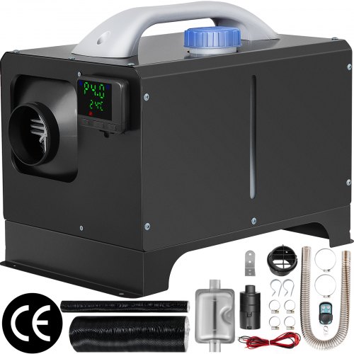 VEVOR Chauffage de Stationnement Diesel, Tout en Un 8kW 12V, Consommation: 0,1-0,24 L, Télécommande et Silencieux Inclus, Interrupteur Ecran LCD, pour Camions Navires Petites Chambres