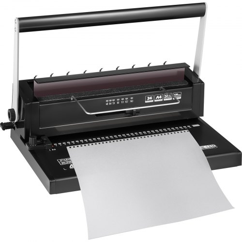 VEVOR Relieuse Perforeuse a4 en Acier Plastique Machine Spirale 120 Feuilles de Papier Relieuses et Accessoires 34 Trous Machine à Relier Spirale 2,5 mm, 3,5 mm, 4,5 mm Taille du Pas Perforer Papier