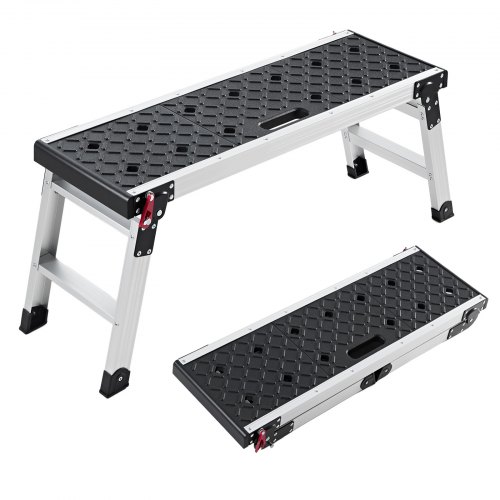 VEVOR Plateforme de Travail Pliable 910x310x420 mm, Marchepied en Alliage d'Aluminium, Capacité de Charge 226,8 kg, pour Peinture, Entretien et Maison, avec Verrous de Sécurité et Patins Antidérapants