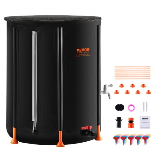 

VEVOR Récupérateur d'Eau de Pluie Pliable, 380 L, Réservoir d'Eau de Pluie Portable Bac de Système de Collecteur Baril en PVC avec Robinets, Kit Trop-plein pour Récupérer Eau Arroser Jardin, Noir
