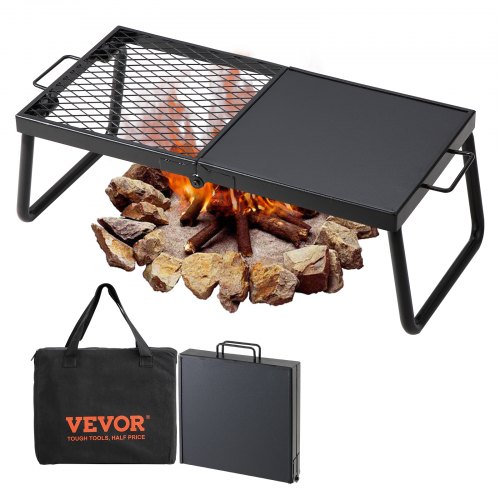 VEVOR Grille Pliante 57x28,5x23 cm Gril de Feu de Camp Portable en Acier Grille de Cuisson Pliable D
