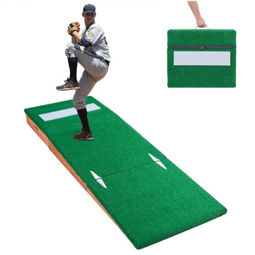 

VEVOR Monticule de lancement, 216 cm, monticule de lanceur de baseball portable avec gazon en synthétique PP anti-décoloration, planche en bois et base réglable, pour entraînement intérieur extérieur