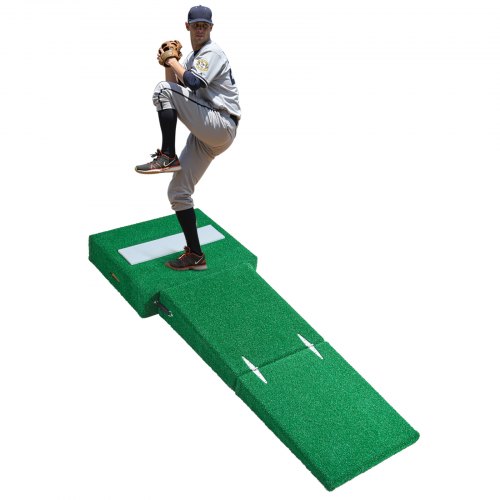 

VEVOR Monticule de lancement de 195 cm, monticule de lanceur de baseball portable avec poignée de transport, gazon en PP anti-décoloration et planche en bois, pour entraînement intérieur extérieur