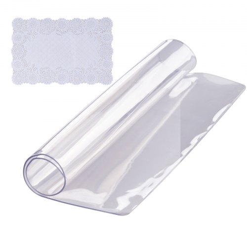 VEVOR Nappe Carrée Transparente 91,6x91,6 cm Film de Table Transparent en PVC Épaisseur 1,5 mm avec