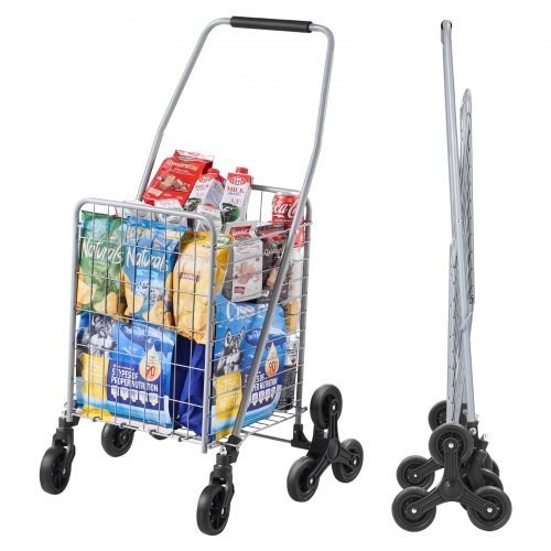 

VEVOR Chariot Monte Escalier de Courses Épicerie Pliable Bac 45 L avec Roulettes