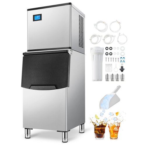 

VEVOR Machine à Glaçons 136 kg/24 h, Appareil de Préparation de Glaçons avec Grand Bac de Stockage 113,4 kg, Autonettoyante Automatique, avec Écran Tactile, pour Cuisine Bar Restaurant Hôtel Maison
