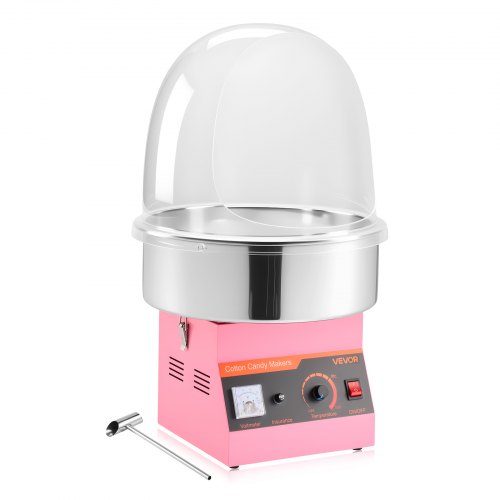 

VEVOR Machine à Barbe à Papa Électrique de 1000 W, Appareil à Barbe à Papa avec Couvercle Transparent, Bol en Inox et Cuillère à Sucre, pour Faire des Bonbons Fêtes Anniversaires Maison, Rose