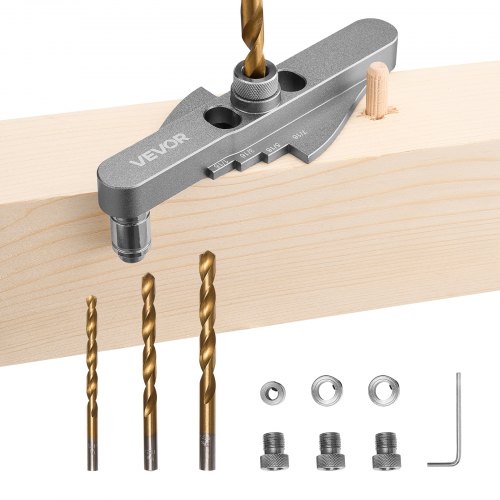 

VEVOR Kit de Gabarit de Perçage de Chevilles à Centrage Automatique, Gabarit à Goujonner pour Tourillons Trous Droits, en Alliage d'Aluminium, Outils de Travail du Bois avec Jeu de Forets, Menuiserie
