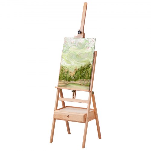

VEVOR Chevalet d’Atelier à Cadre en H, Support pour Toiles jusqu'à 92 cm, Présentoir Peinture Réglable en Hêtre, avec Tiroir de Rangement, Capacité de Charge de 10 kg, Stable, pour Studio d'Art