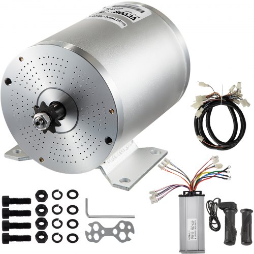48V DC 1800 Watt Electric Motor with Controller & Handles & Wiring Harness 9Tooth #8 Chain Sprocket and Mounting Bracket for Go Karts Scooters & E-bike