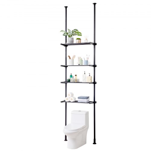 

VEVOR Étagère WC Réglable à 4 Niveaux, Rangement au-Dessus des Toilettes en Acier à Faible Teneur en Carbone, Meuble de Salle de Bain, Assemblage Facile, Convient à la Plupart des Toilettes, Buanderie