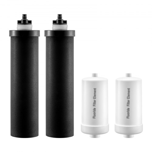 

VEVOR Filtres à Eau de Rechange Lot de 4, Purificateur d’Eau Compatible avec la Plupart des Marques, pour Système de Filtration d'Eau par Gravité, 2 Filtres à Charbon Actif 2 Filtres de Défluoration