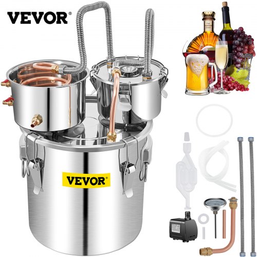 

VEVOR Distillateur Alambic 50 L Chaudière à Spiritueux Acier Inoxydable 6,92 kg Kit de Pot de Brassage Φ40 x 40 cm Refroidissement Rapide avec Pompe à Eau d'Économie d'Énergie pour Fermentation d'Eau