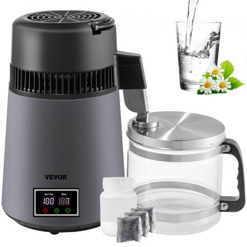 Vevor 4l Distillateur D'eau Inox Filtre Eau Double Affichage 750w Maison Bureau