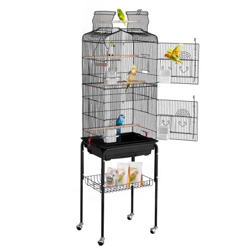 

VEVOR Grande Cage à Oiseaux Métal sur Roulettes 151 cm pour Perruches Perroquet