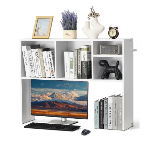 

VEVOR Étagère à Poser sur Bureau à 1 Niveau, Bibliothèque de Bureau 94 x 24 x 73 cm, Organisateur de Bureau en Bois avec Pieds Antidérapants, Support de Rangement pour Bureau, Maison, Dortoir, Blanc