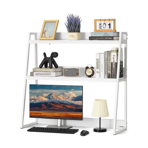 

VEVOR Étagère à Poser sur Bureau à 2 Niveaux, Bibliothèque de Bureau 95 x 32 x 90 cm, Organisateur de Bureau avec Pieds Antidérapants, Support de Rangement Stable pour Maison Dortoir Bureau, Blanc