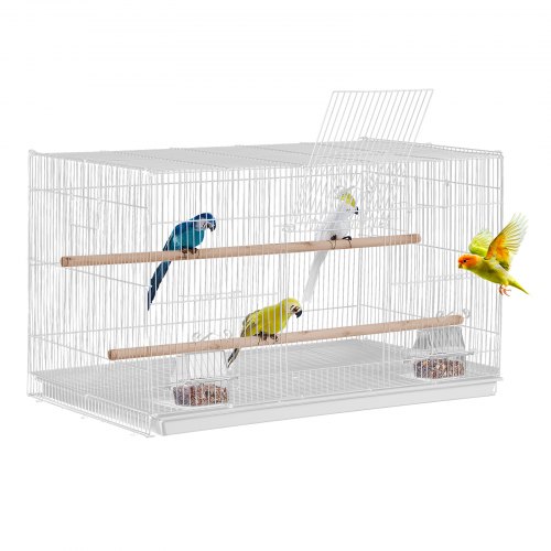 

VEVOR Cage Oiseau 760 x 460 x 455 mm, Petite Cage Oiseaux en Métal Robuste avec Perchoirs, Tasse d'Alimentation, pour Oiseaux en Voyage, Perroquet, Canaris, Inséparables, Calopsittes, Perruches, Blanc
