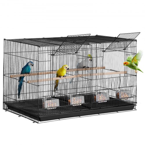 

VEVOR Cage Oiseau 760 x 465 x 465 mm, Petite Cage Oiseaux Métal avec Séparateur, Perchoirs, Tasse d'Alimentation, pour Oiseaux en Voyage, Perroquet, Canaris, Inséparables, Calopsittes, Perruches, Noir