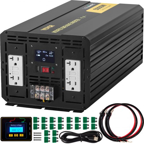 

VEVOR Onduleur Onde Sinusoïdale Modifiée 5000 W CC 12 V vers CA 110 V Écran LCD