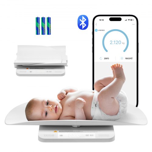 

VEVOR Pèse-bébé Numérique, Balance Bébé Intelligent Bluetooth 2-en-1, avec Plateau Amovible, Fonction de Maintien et de Tare, Capacité 30 kg, 5 Unités, 3 Piles, pour Tout-petit, Animaux Domestiques