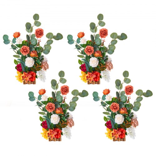 

VEVOR Composition Florale Artificielle Autoportante, Lot de 4, Fleurs Artificielles pour Décoration d'Allée de Mariage, Centre de Table, Cérémonie, Réception, Fête, Décoration Extérieure, 45x25x25 cm