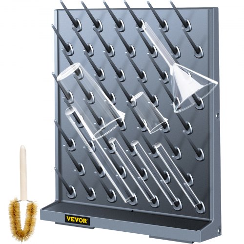 VEVOR Egouttoir de Tubes de Laboratoire 70 X 55,3 X 12,7 cm, Support de Séchage de Tubes avec Tiges 13 cm Séchoir de Verrerie Labo pour Drainage Séchage d'Eau de Produit Chimique de Laboratoire