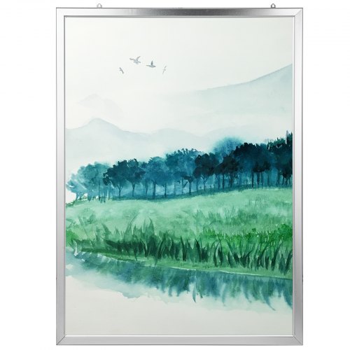 VEVOR Cadre Affiche LED Porte Affiches Intérieur 24 Lumens Panneau d'Affichage de Poster en Acrylique Cadre en Aluminium 1250x900x40mm Vitrine Publicitaire de Montage Mural et Écran 1189x841mm Argenté